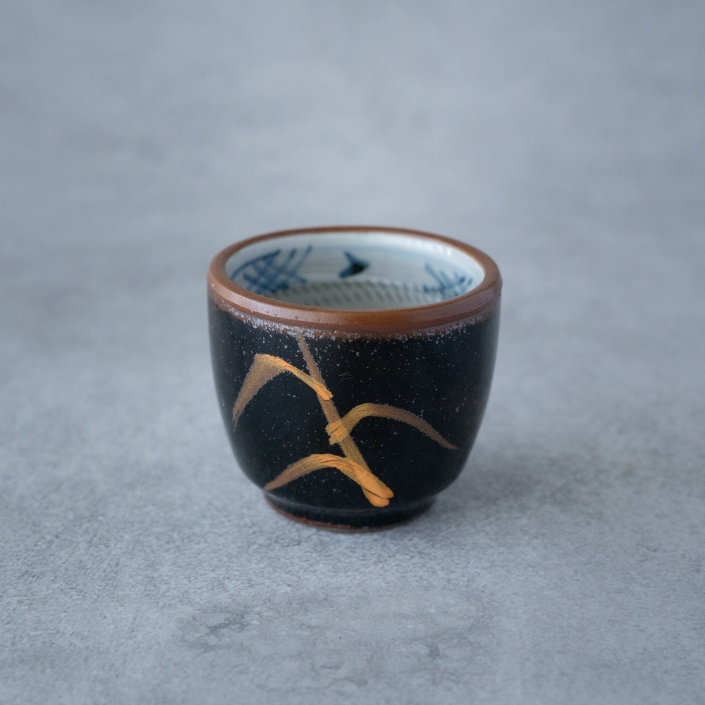 Tenmoku Kin-Ashi Sake Set – Hand-Painted Tokkuri & Guinomi | MIWA Tableware