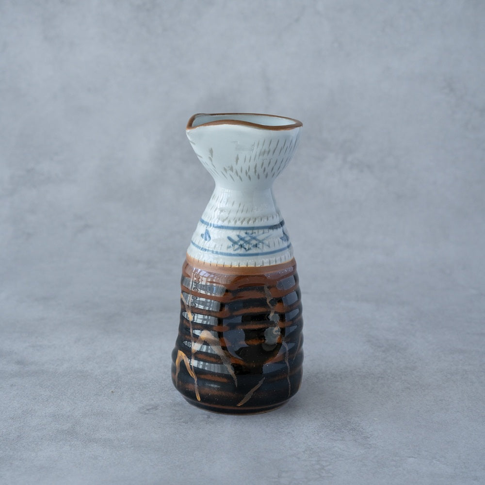 Tenmoku Kin-Ashi Sake Set – Hand-Painted Tokkuri & Guinomi | MIWA Tableware