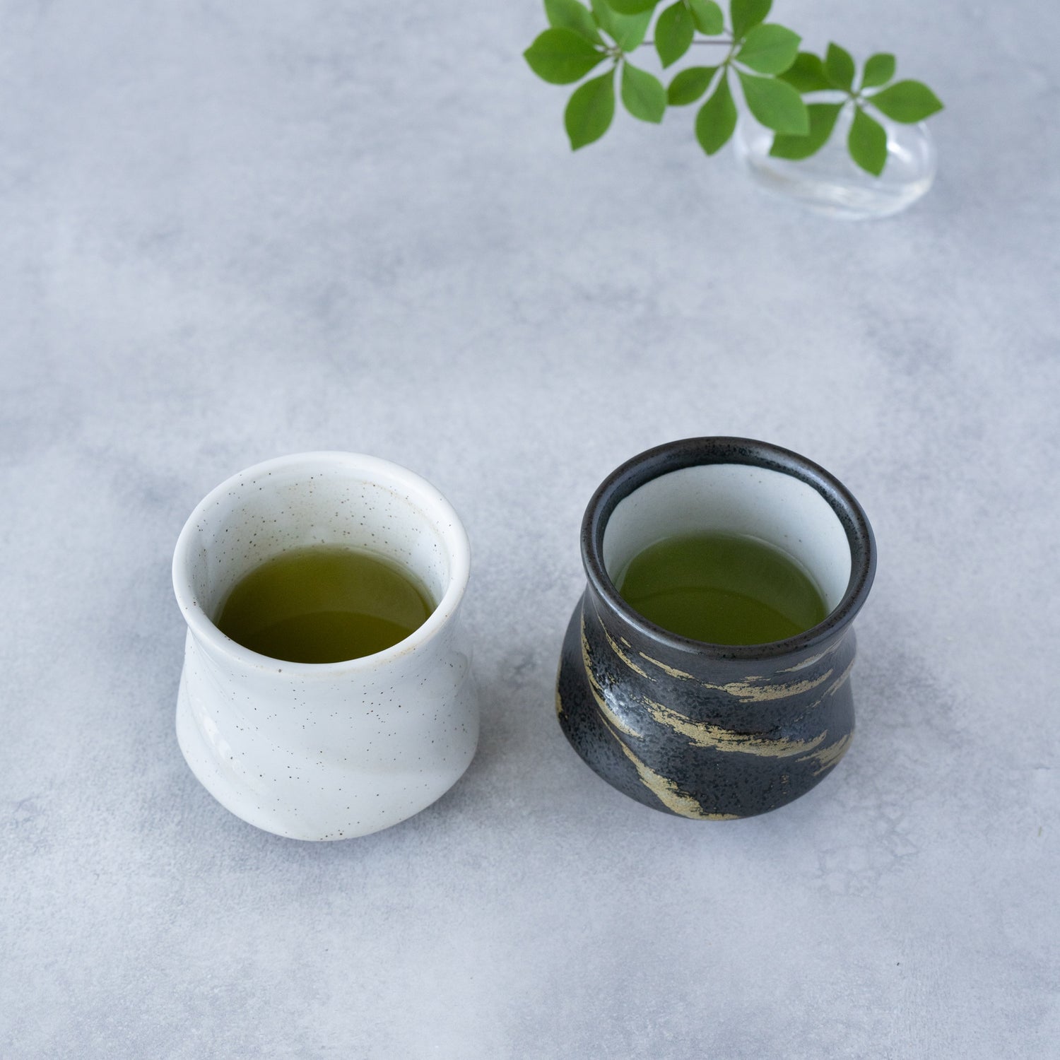 Kumo Yunomi Pair – Black & White Mino Ware | MIWA Tableware