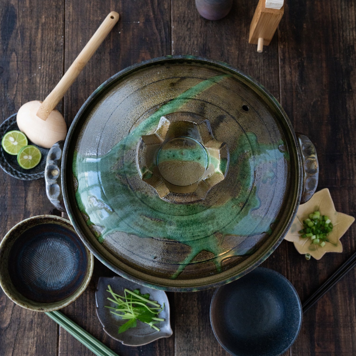 Nanban Donabe – Green-Glazed Clay Pot