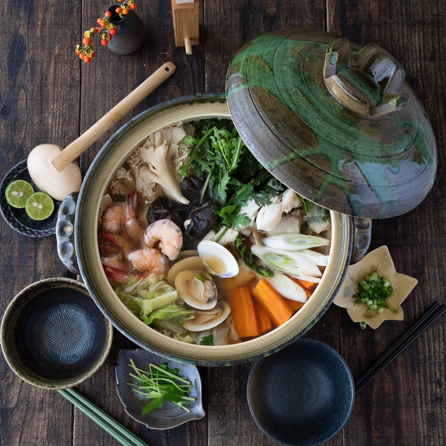 Nanban Donabe – Green-Glazed Clay Pot