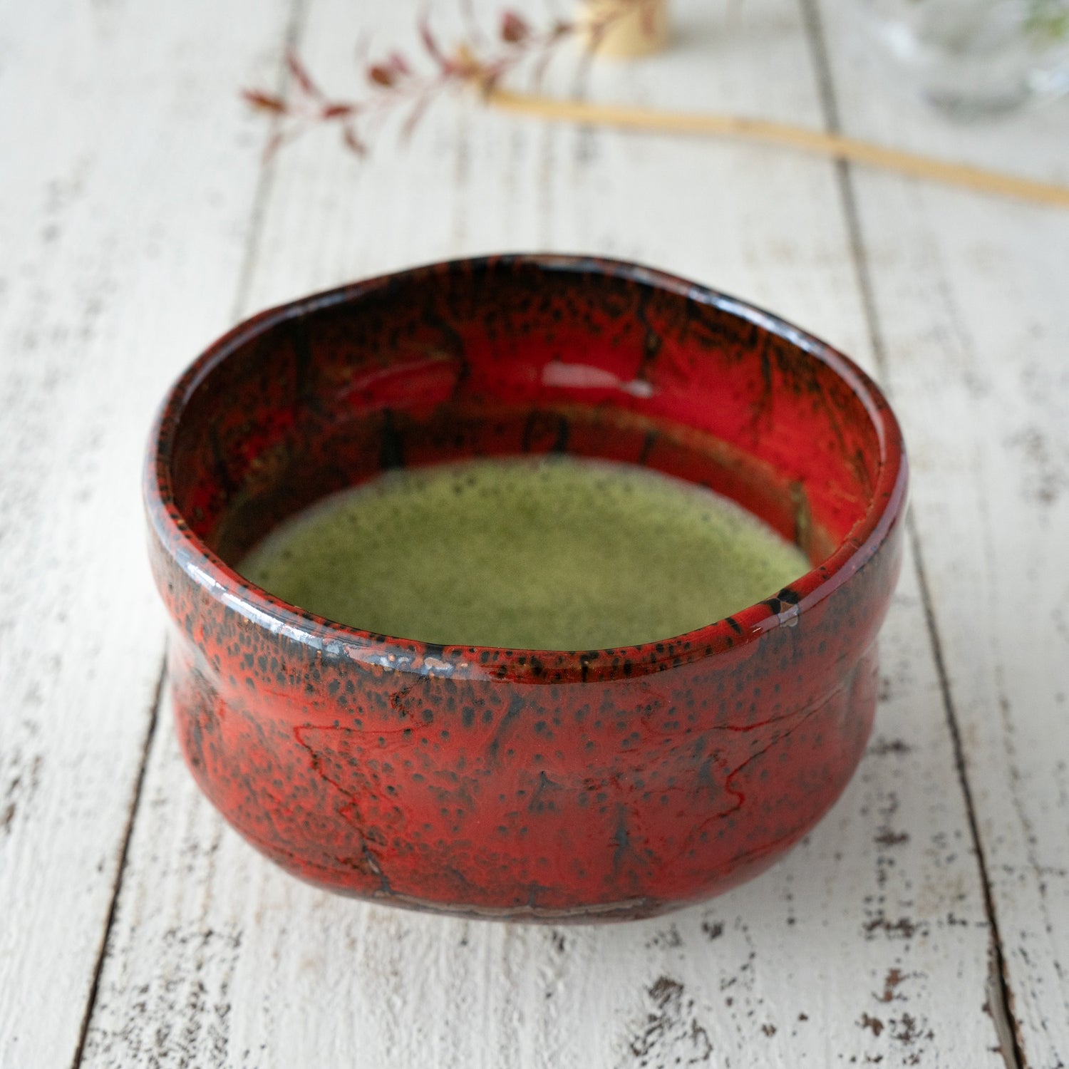 Beninagashi Matcha Bowl – Red Tenmoku Glaze – Handcrafted Mino Ware Gift Box | MIWA Tableware