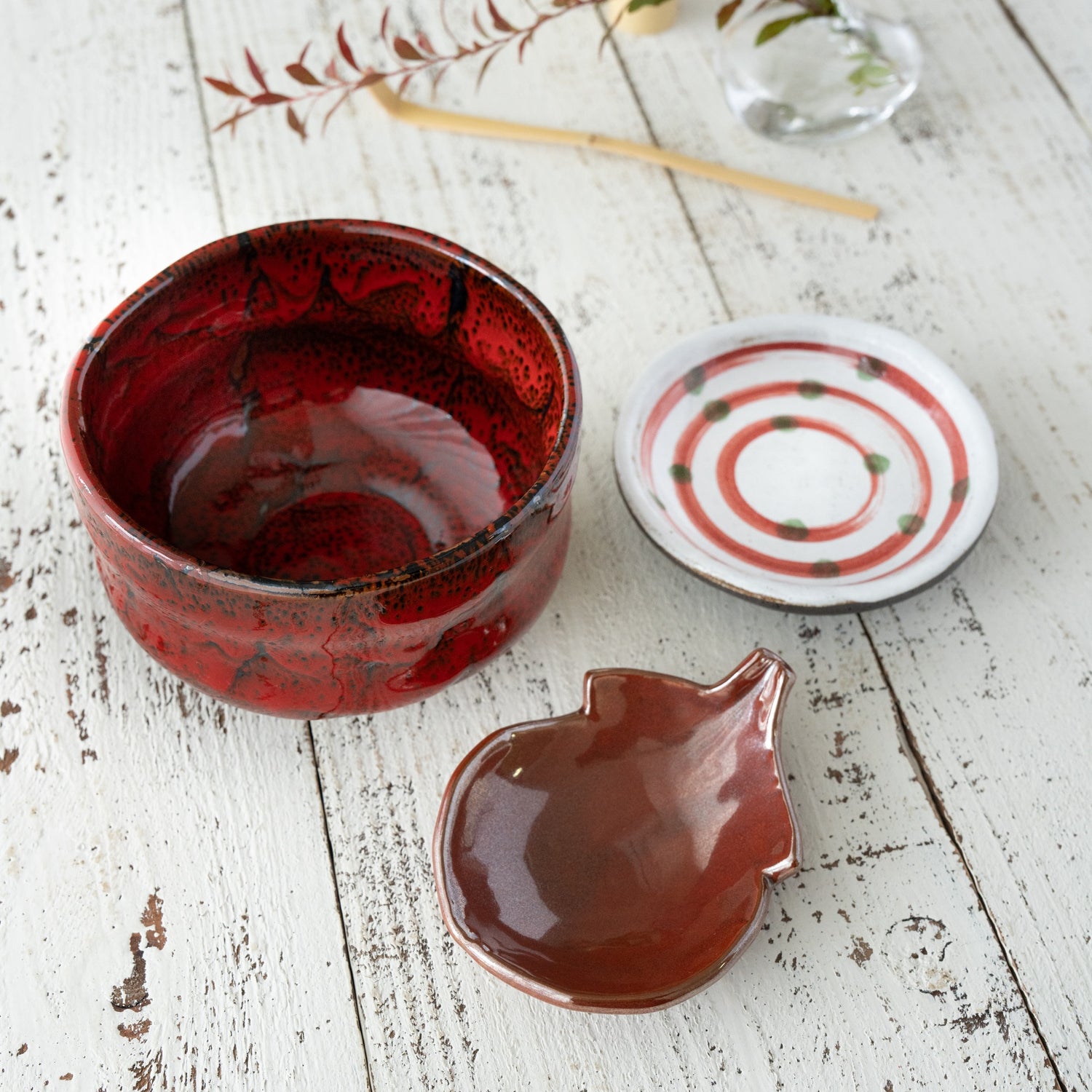 Beninagashi Matcha Bowl – Red Tenmoku Glaze – Handcrafted Mino Ware Gift Box | MIWA Tableware