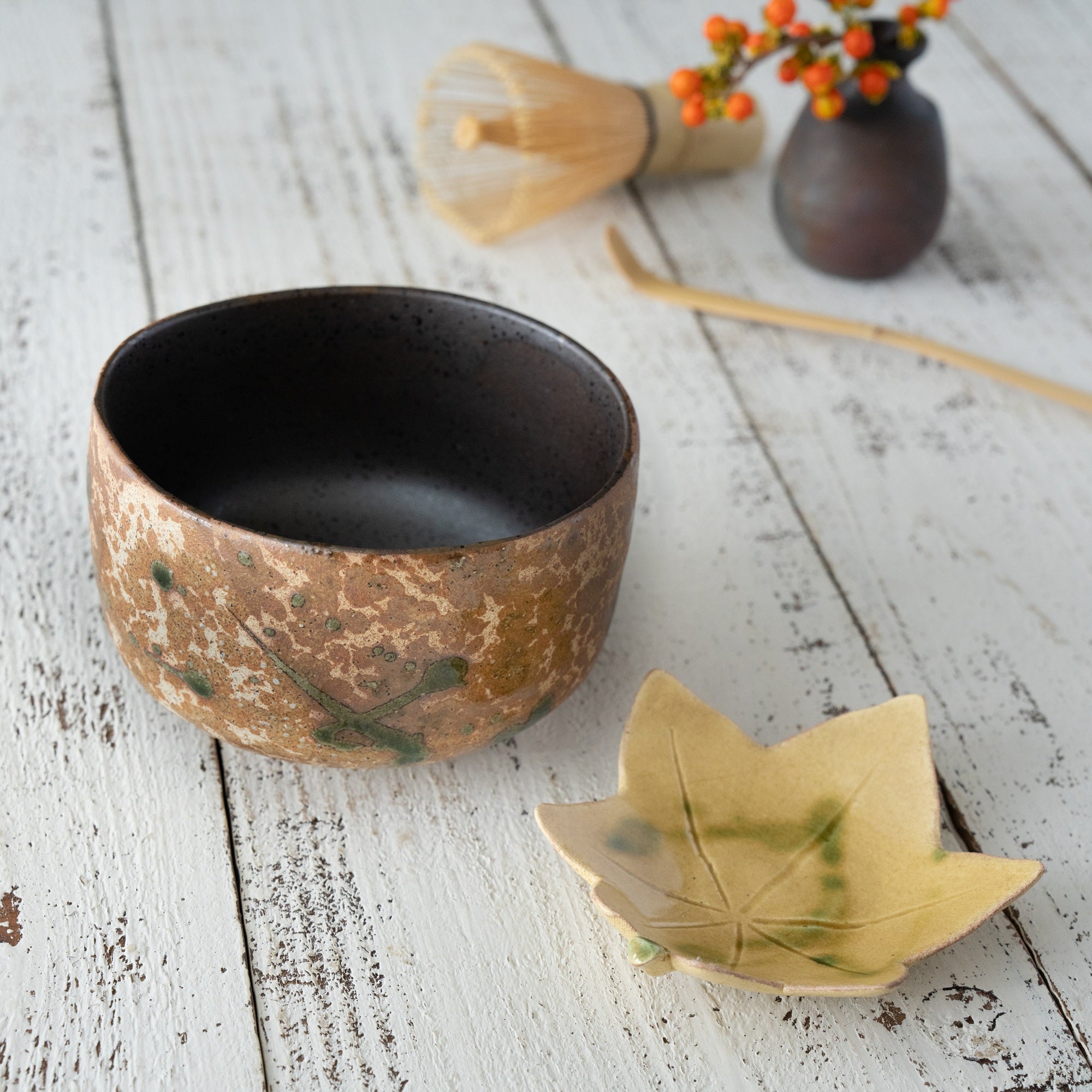 Shino Oribe Matcha Bowl – Tataki Texture