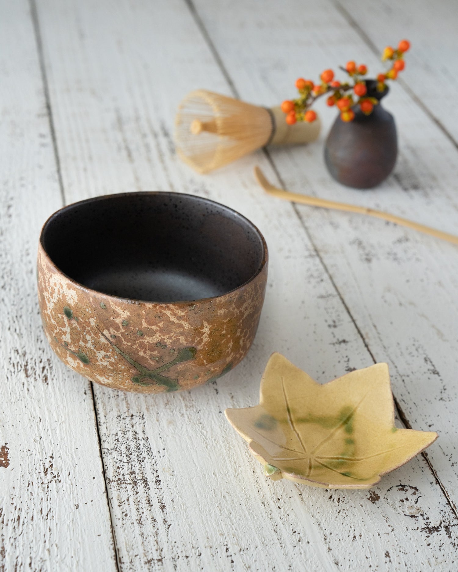 Shino Oribe Matcha Bowl – Tataki Texture