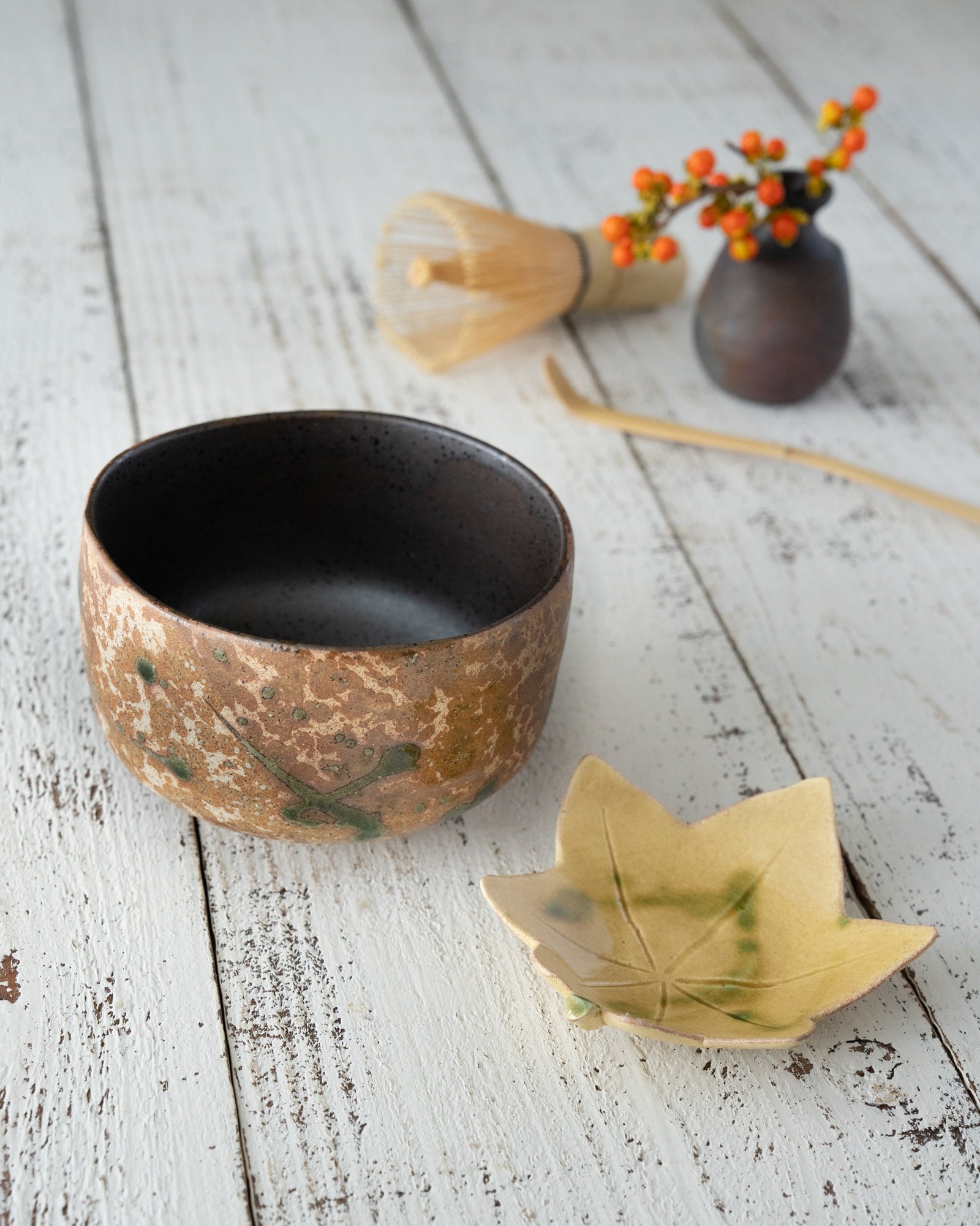 Shino Oribe Matcha Bowl – Tataki Texture