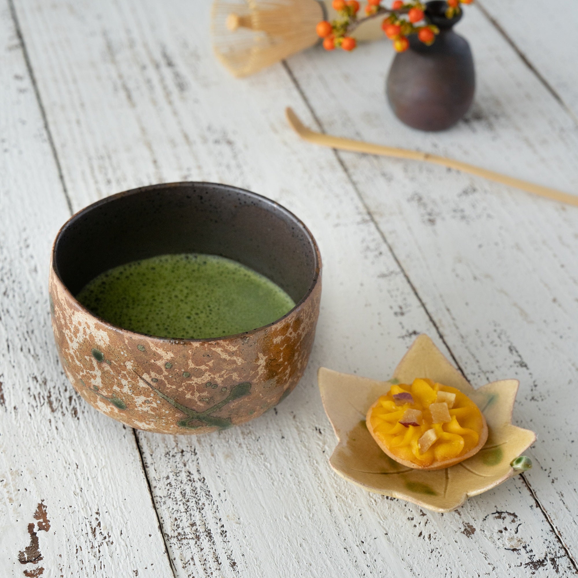 Shino Oribe Matcha Bowl – Tataki Texture