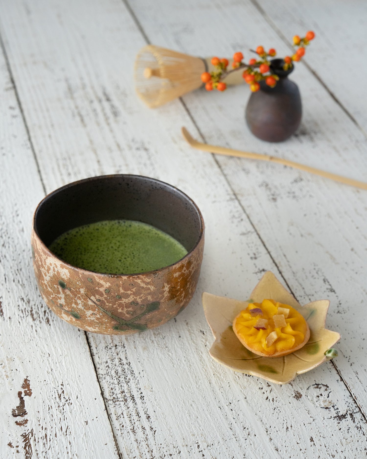 Shino Oribe Matcha Bowl – Tataki Texture