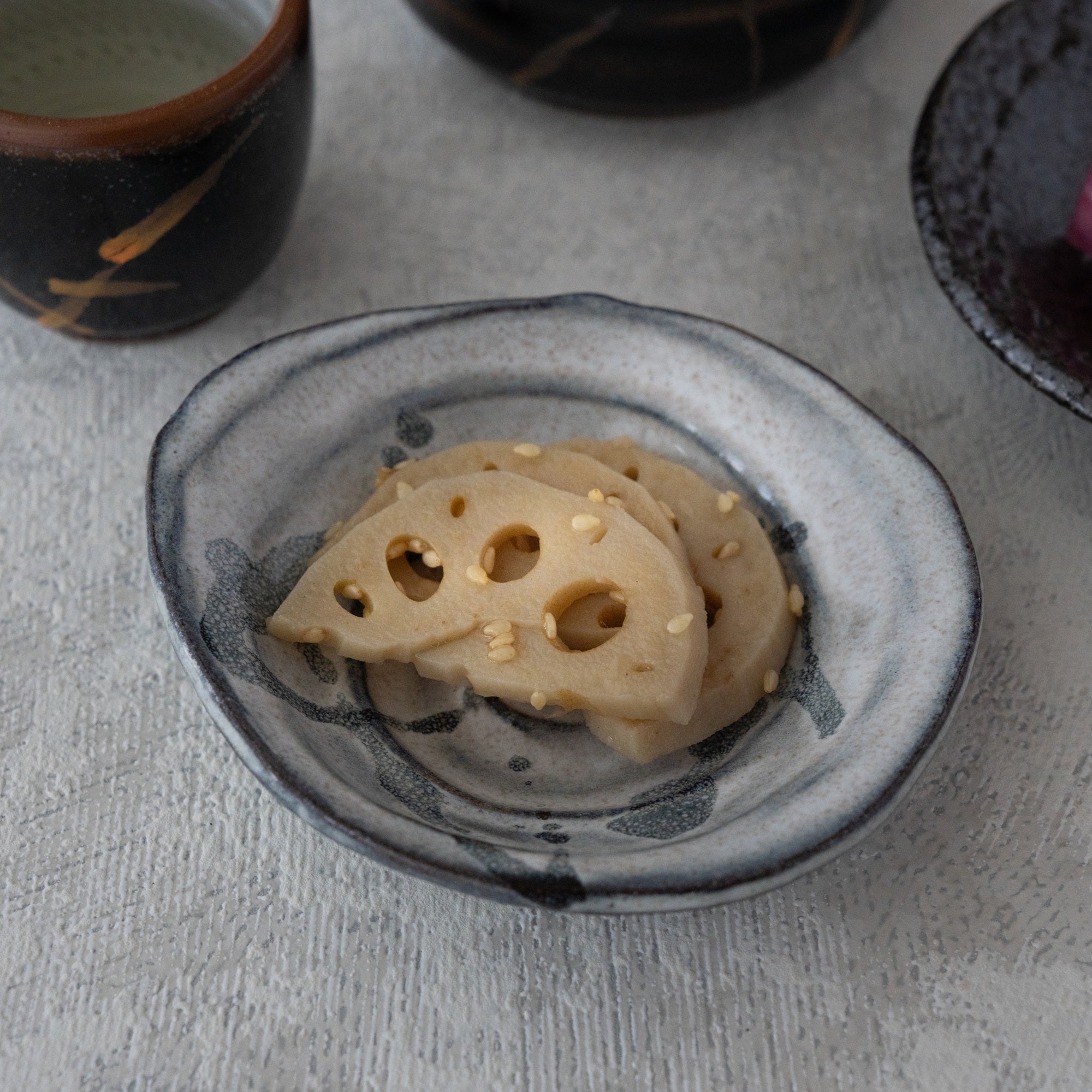 Tenmoku Kin-Ashi Sake Set – Hand-Painted Tokkuri & Guinomi | MIWA Tableware