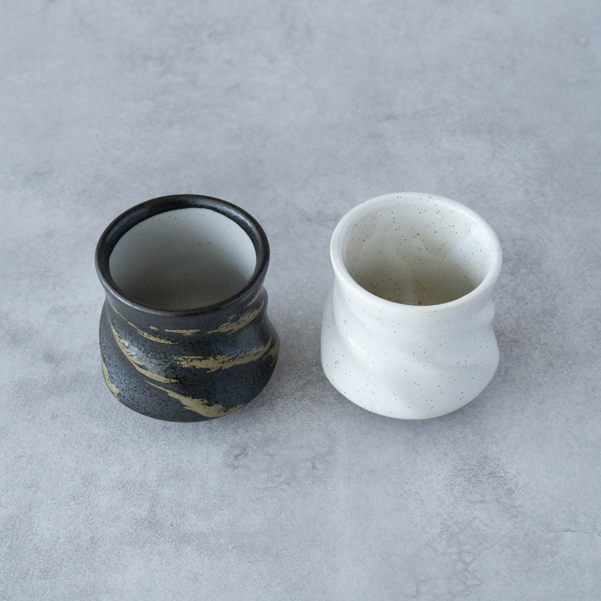 Kumo Yunomi Pair – Black & White Mino Ware | MIWA Tableware