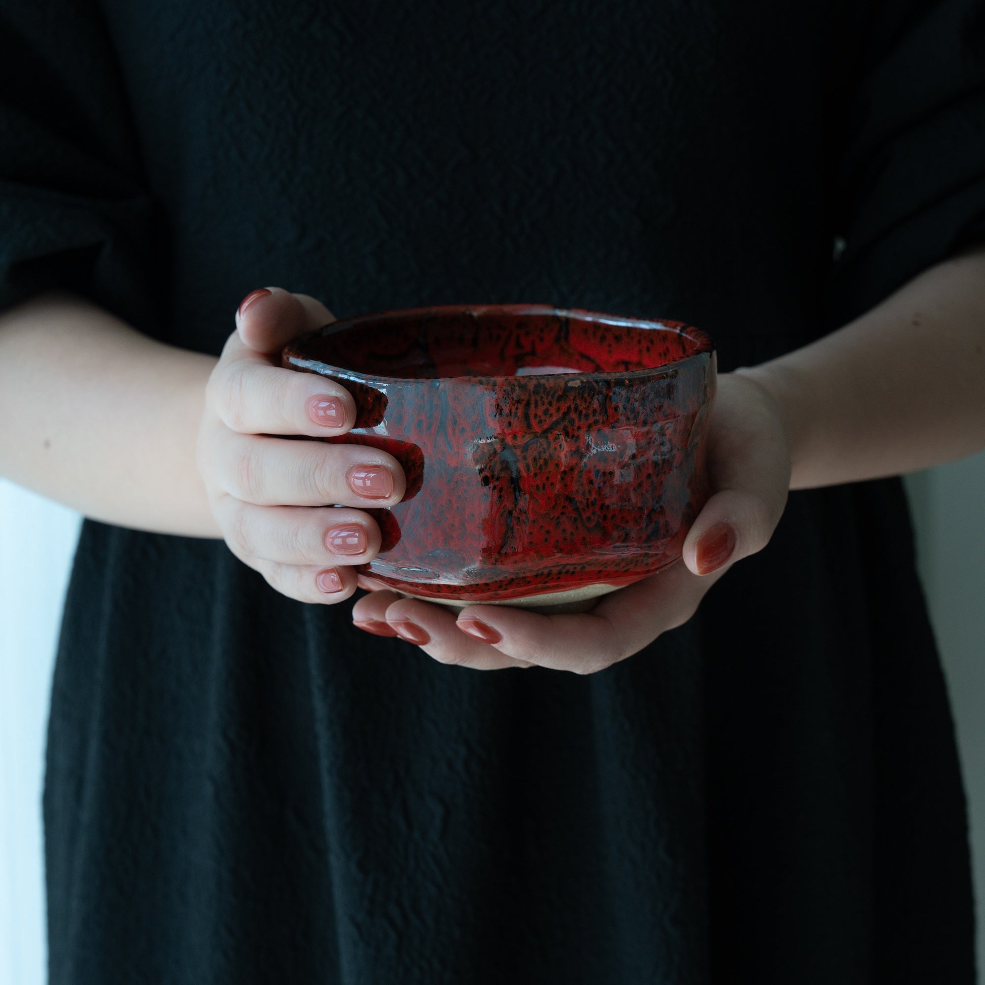 Beninagashi Matcha Bowl – Red Tenmoku Glaze – Handcrafted Mino Ware Gift Box | MIWA Tableware