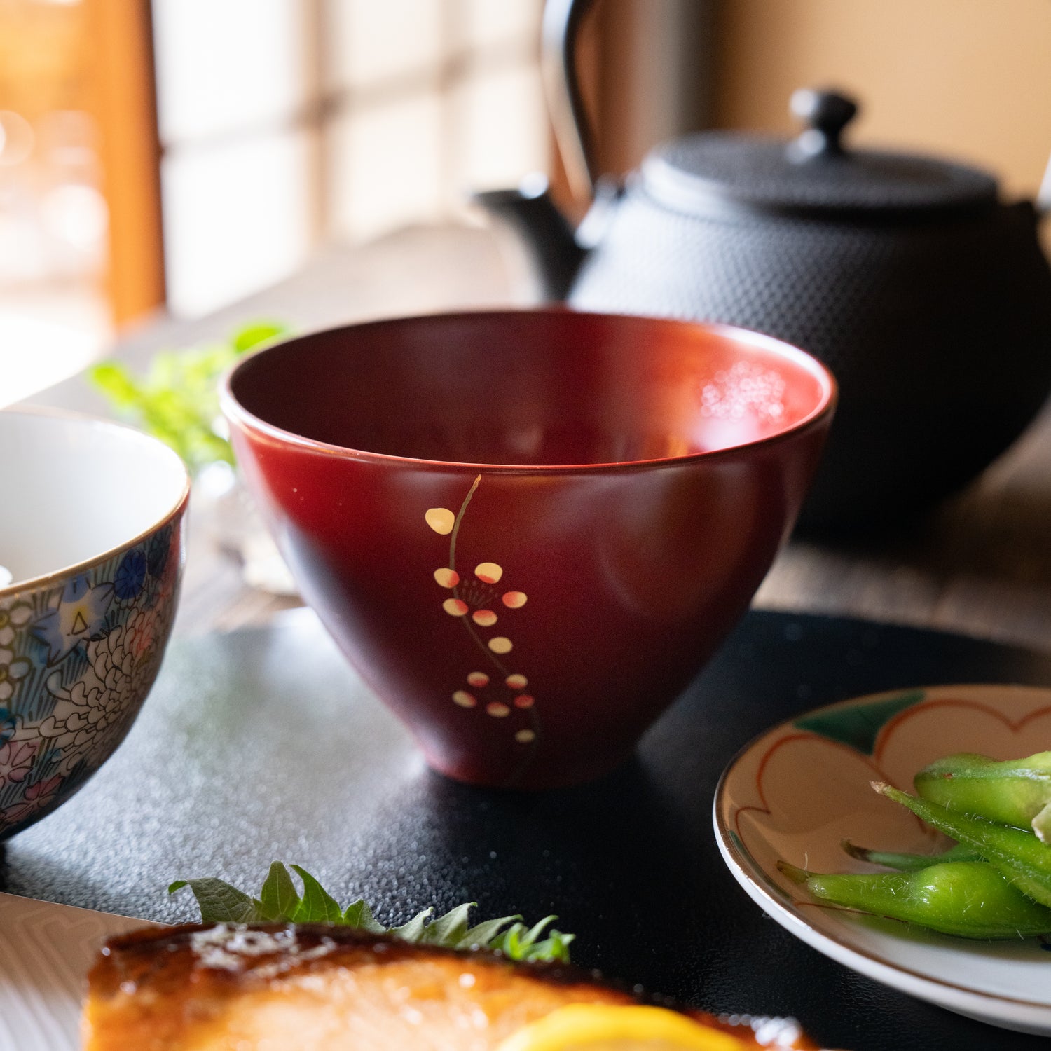 Set of 2 Urushi Sakura Lacquer Bowls