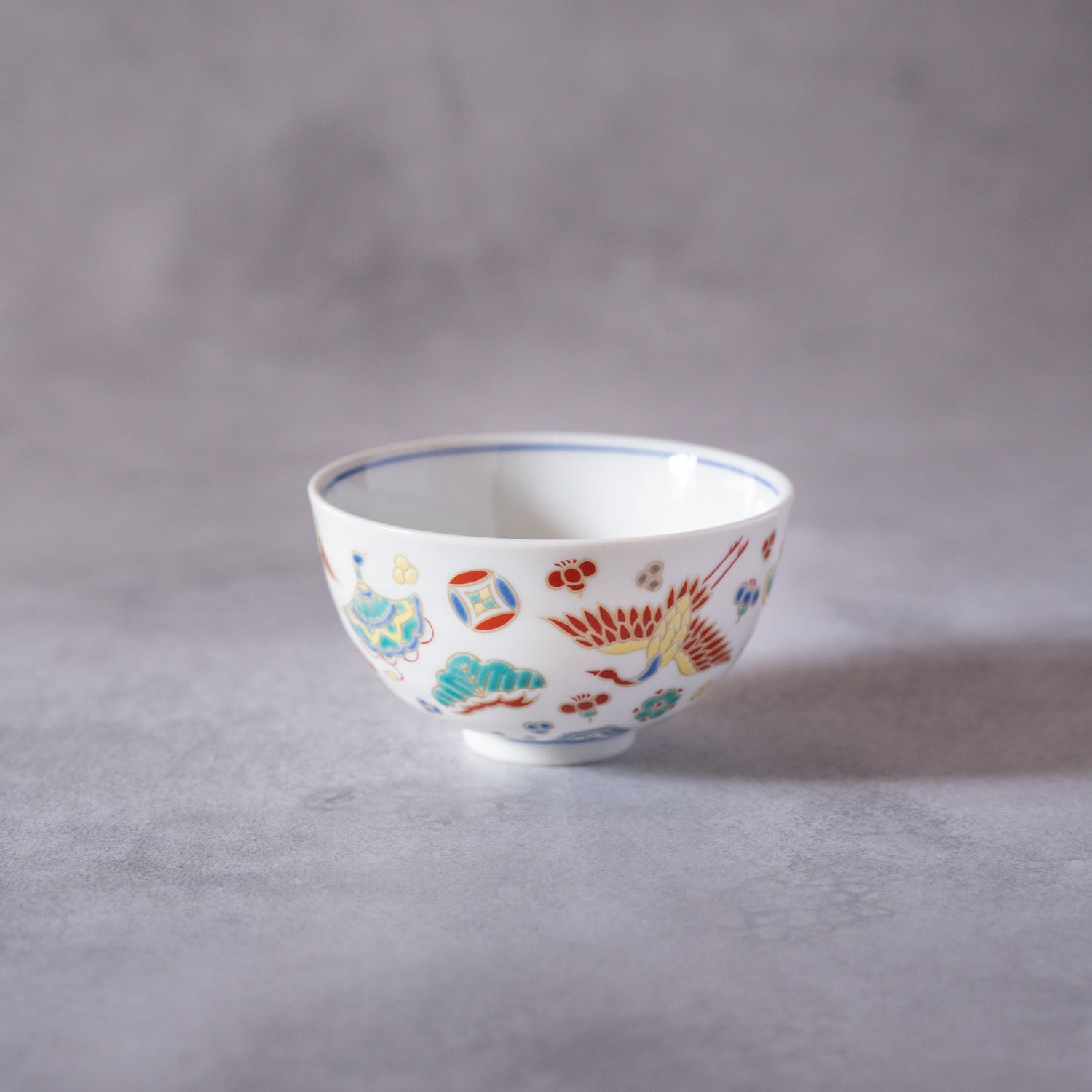 Kutani Goshiki "Treasure Motifs" Rice Bowl