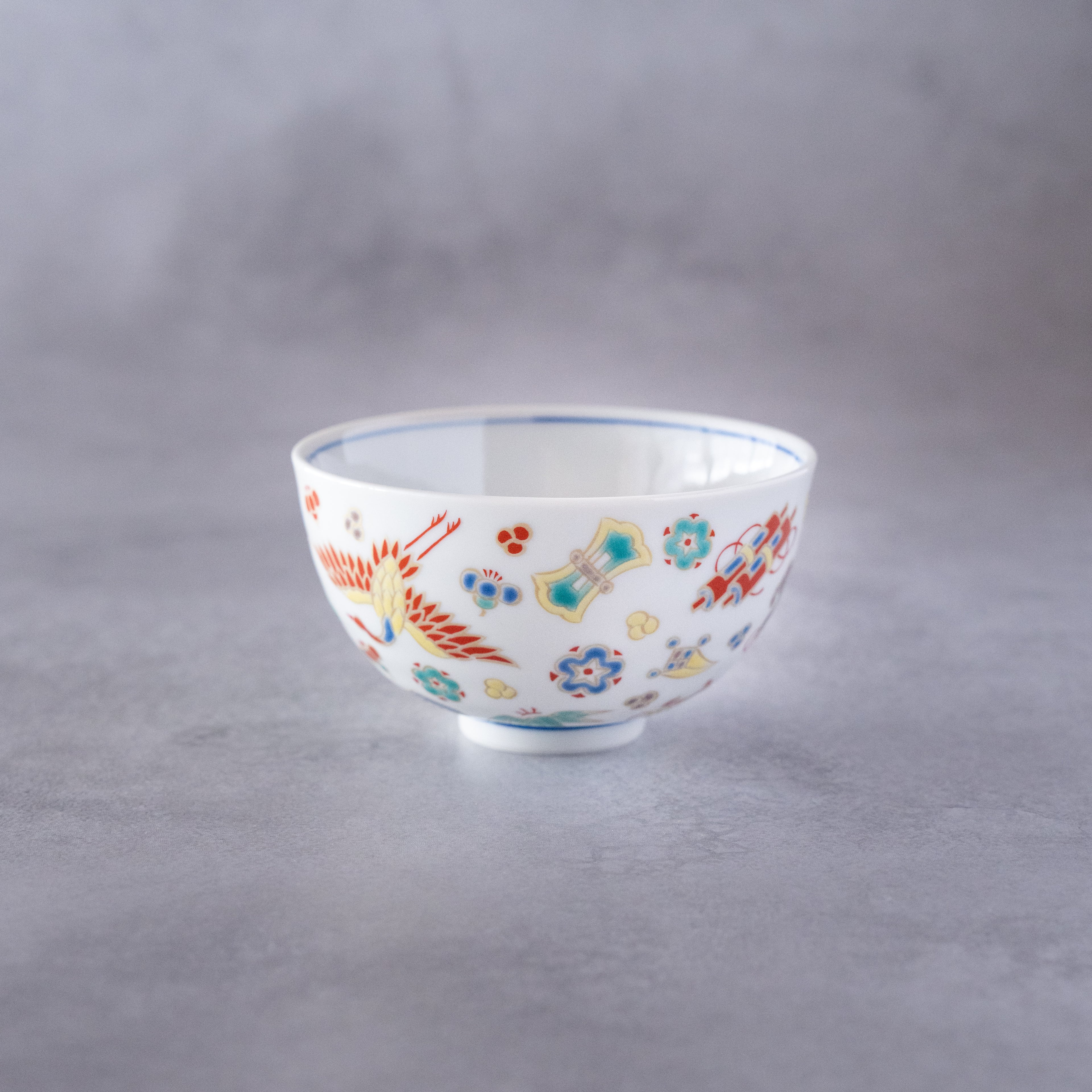 Kutani Goshiki "Treasure Motifs" Rice Bowl