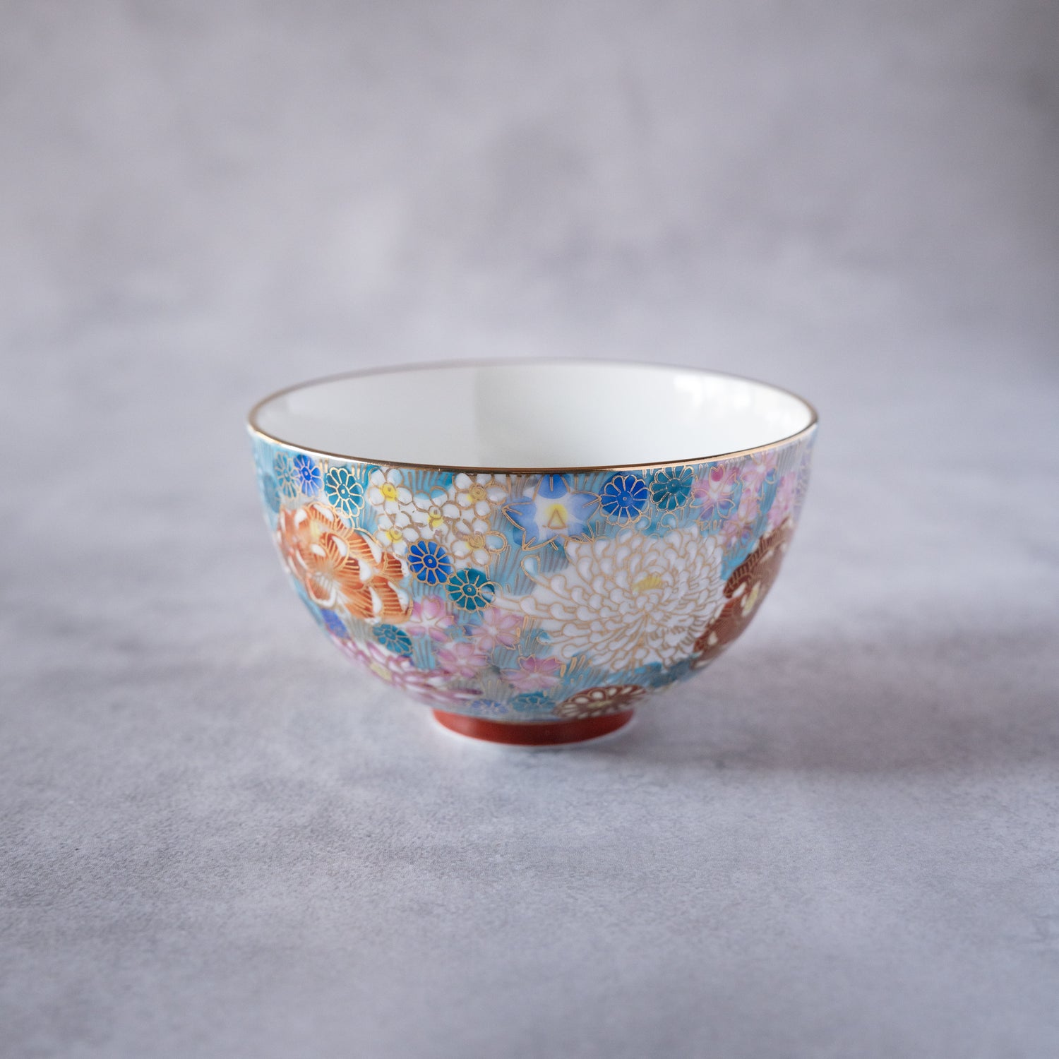 Hanatsume Blue Kutani Rice Bowl