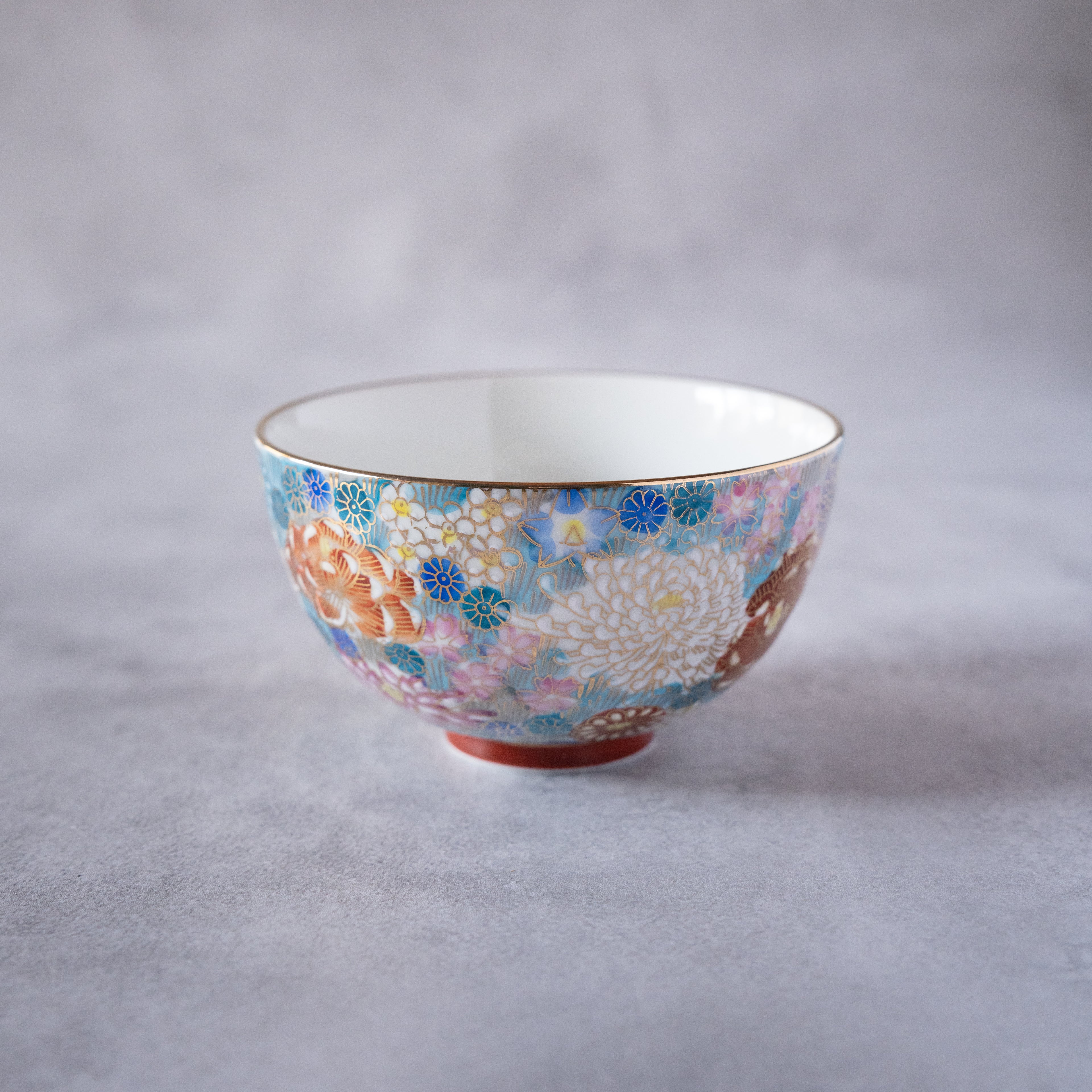 Hanatsume Blue Kutani Rice Bowl