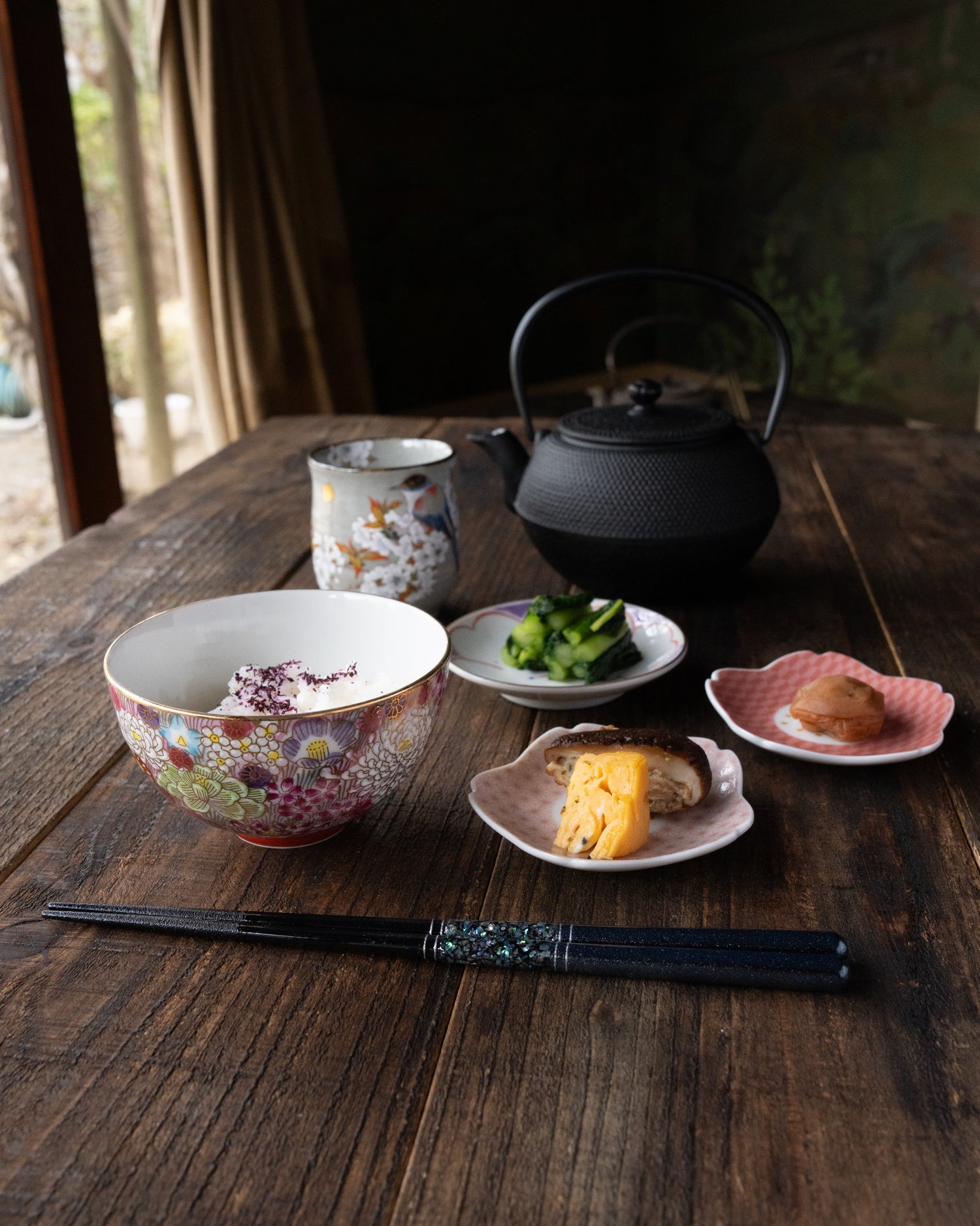 Hanatsume Pink Kutani Rice Bowl