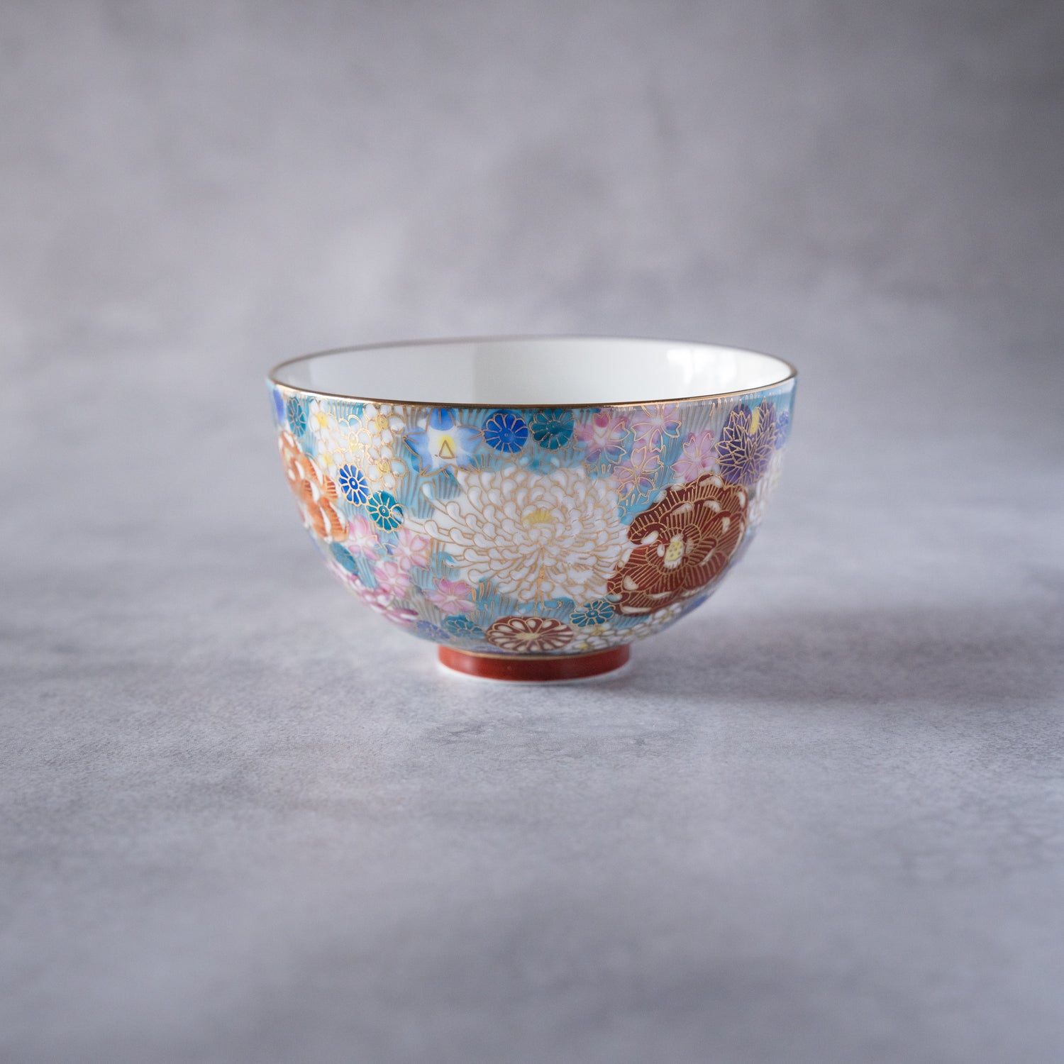 Hanatsume Blue Kutani Rice Bowl