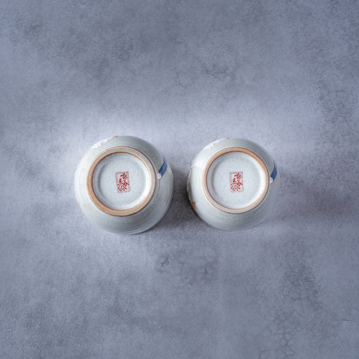 Gold Leaf Sakura & Bird Kutani Teacup Pair
