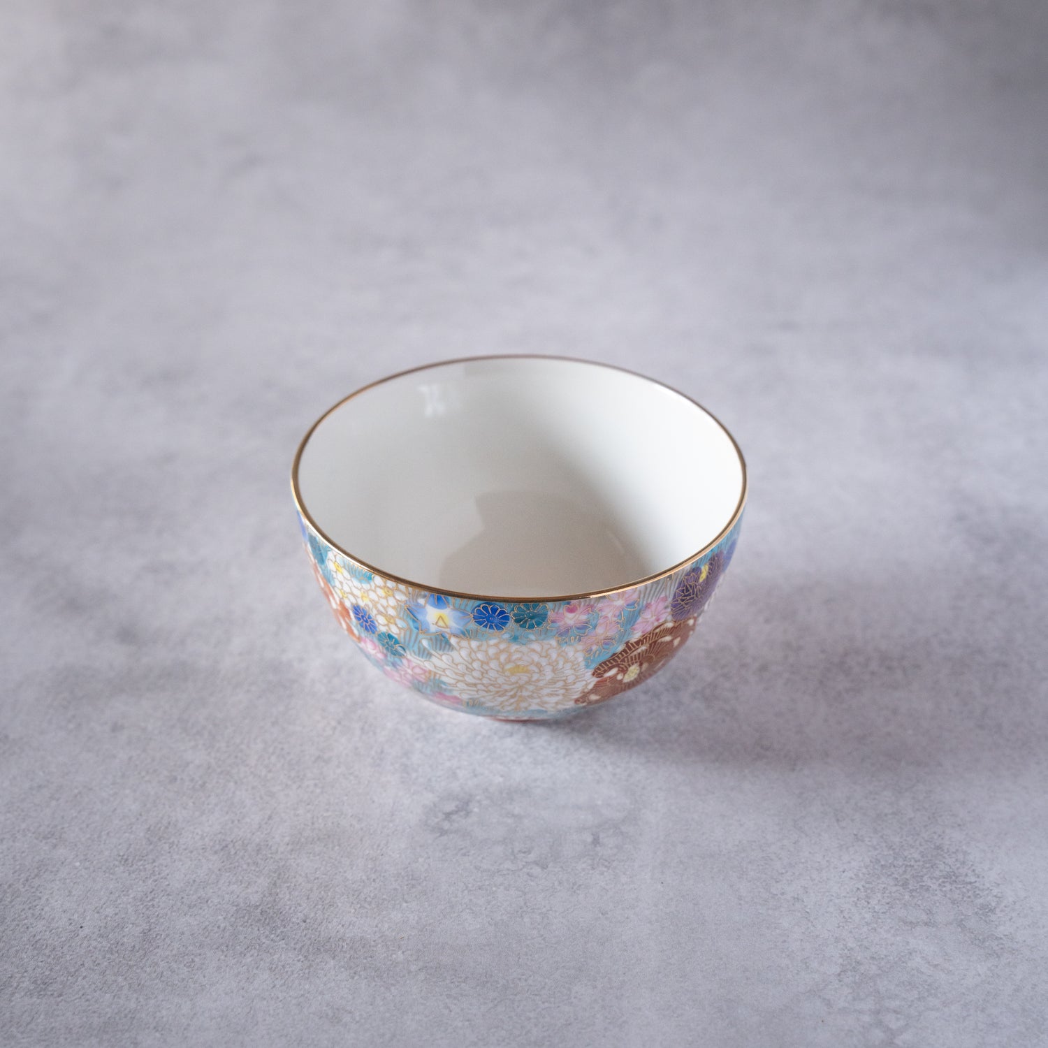 Hanatsume Blue Kutani Rice Bowl