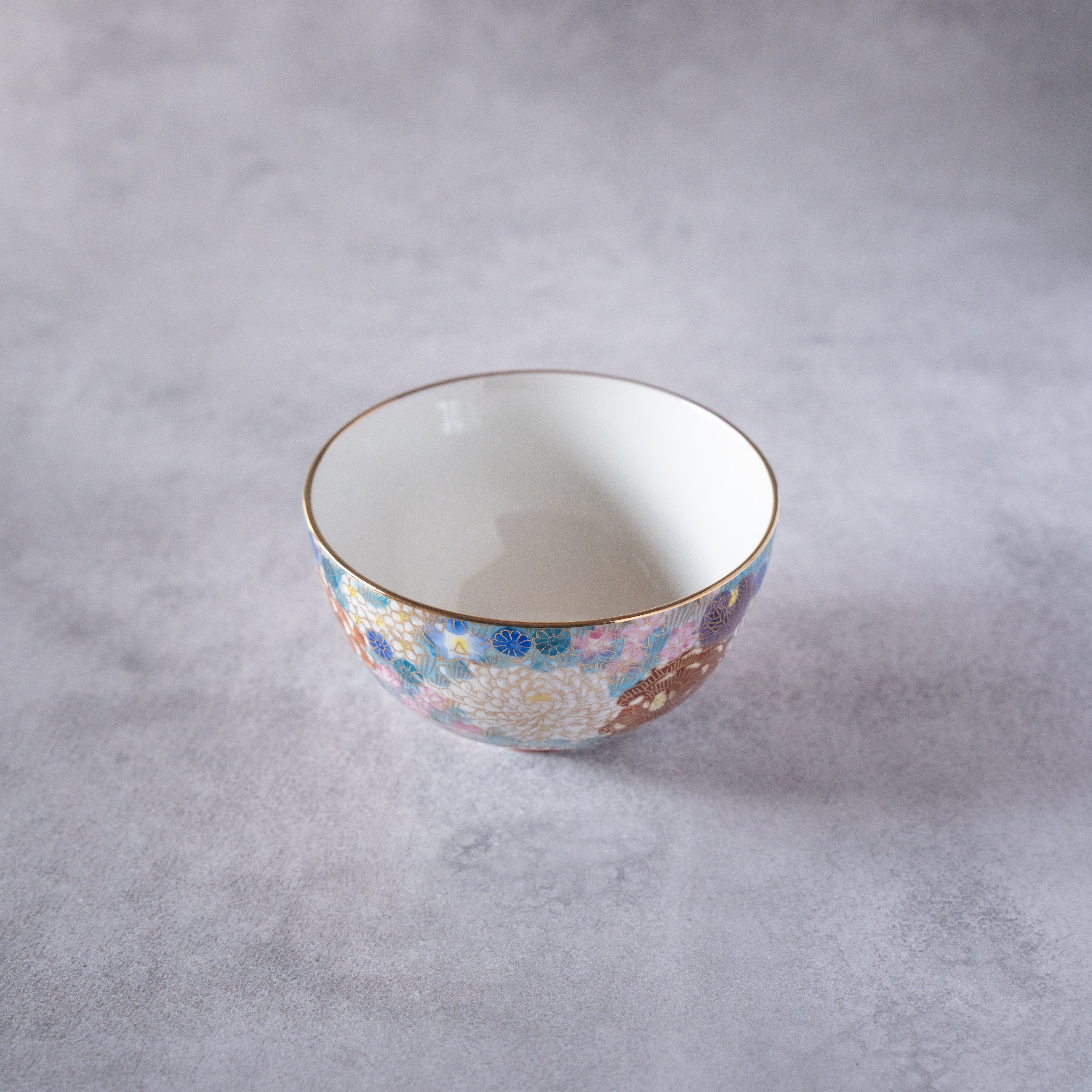 Hanatsume Blue Kutani Rice Bowl