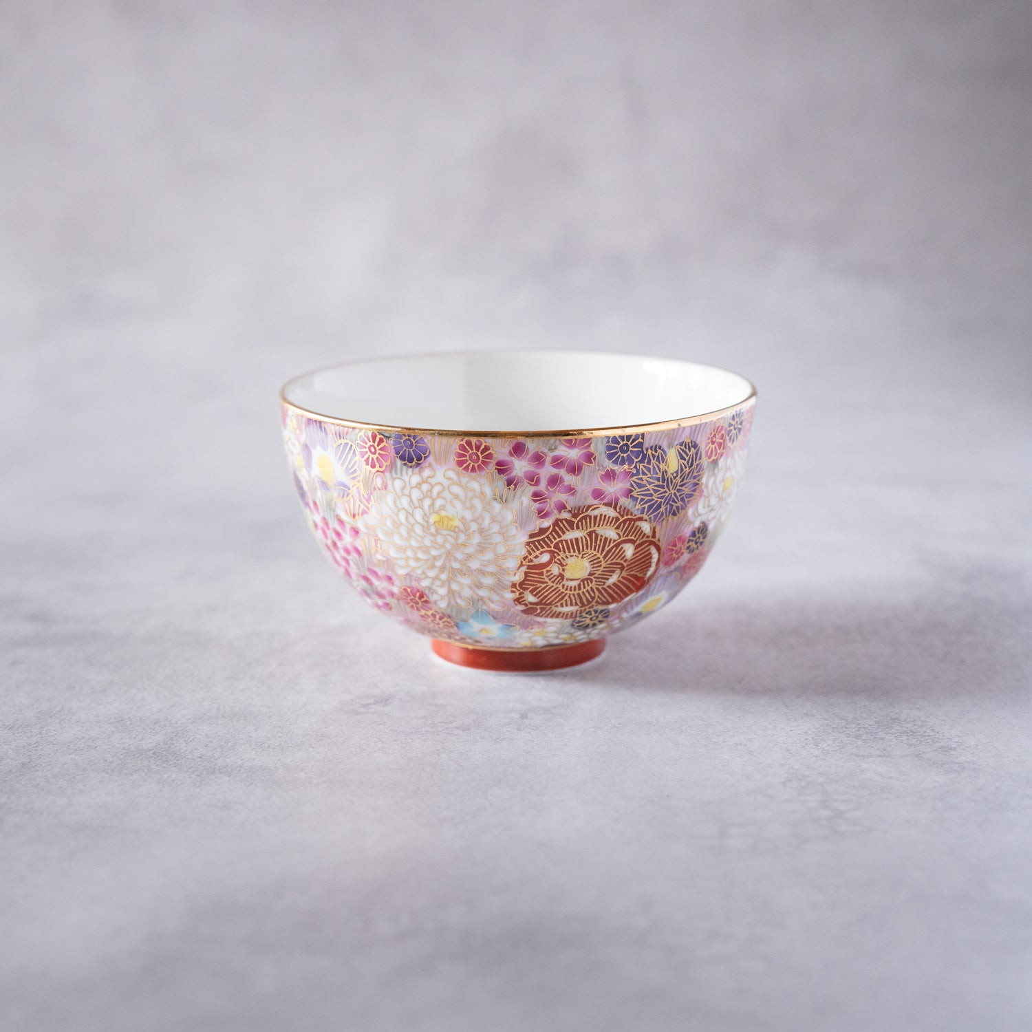 Hanatsume Pink Kutani Rice Bowl