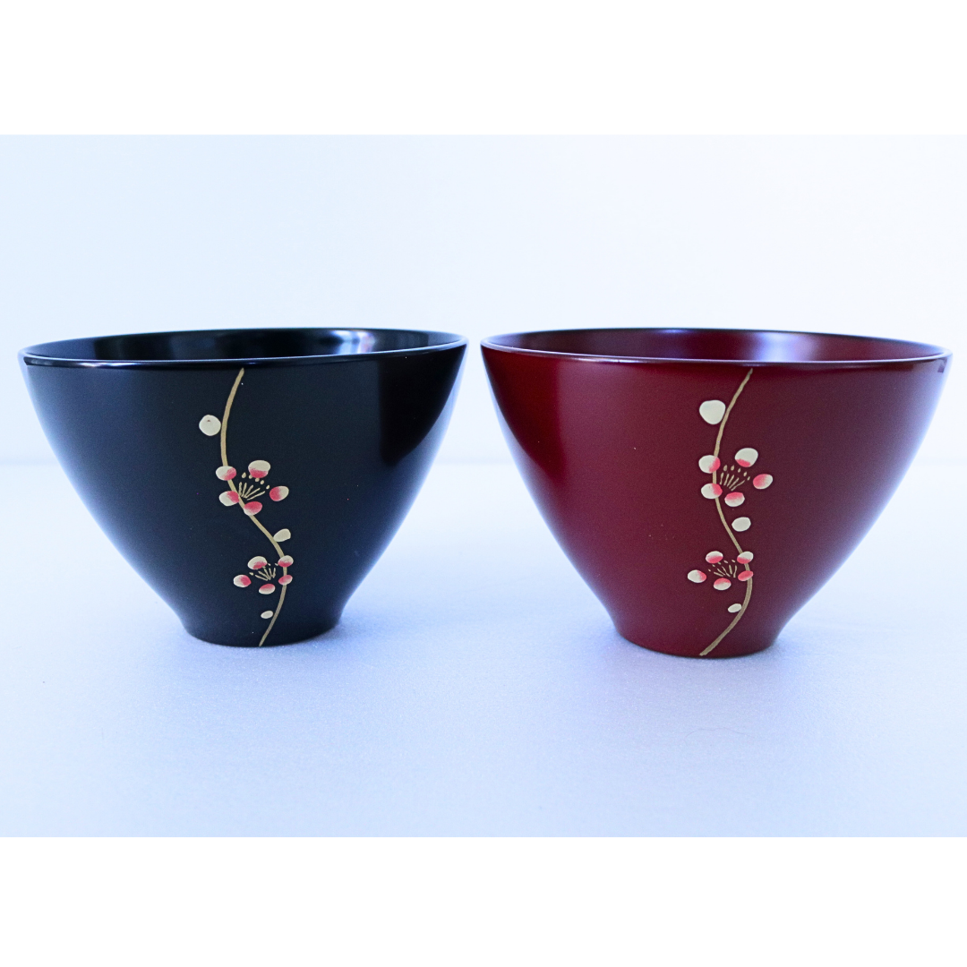 Set of 2 Urushi Sakura Lacquer Bowls