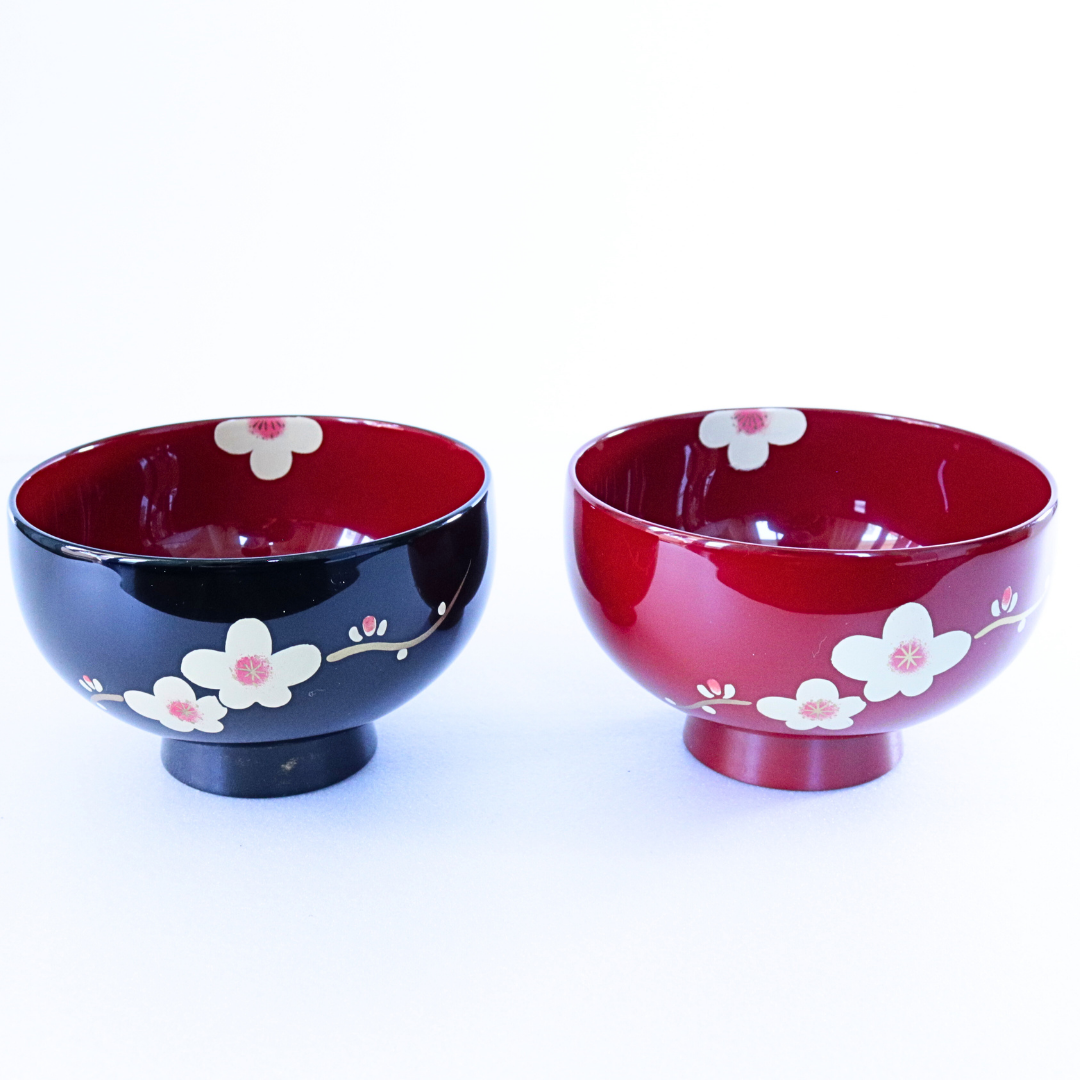 Set of 2 Urushi Ume Lacquer Bowls