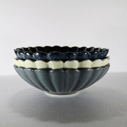 Minoyaki Floral Design Bowl (Navy Blue)