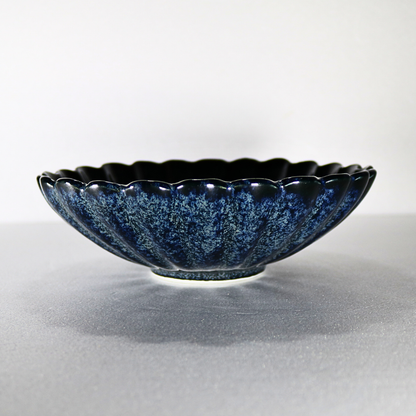 Minoyaki Floral Design Bowl (Navy Blue)