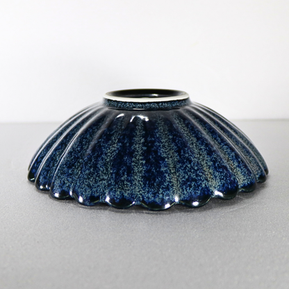 Minoyaki Floral Design Bowl (Navy Blue)