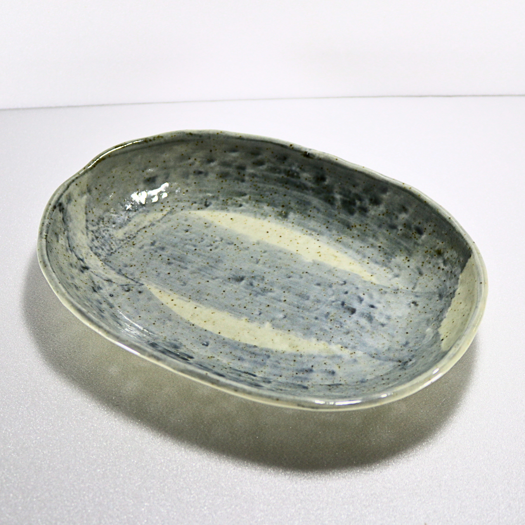 Minoyaki Oval Serving Plate (Pale light blue)