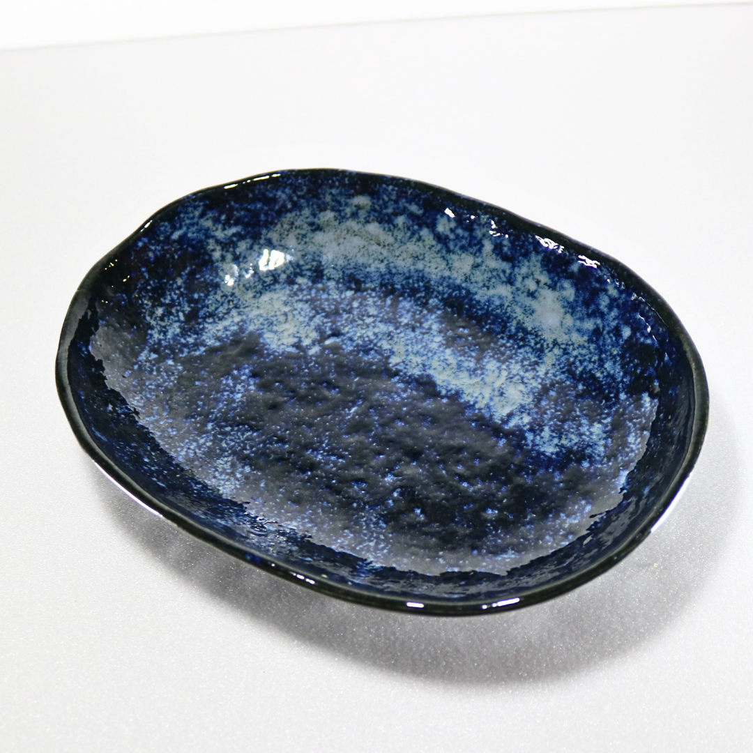 Minoyaki Oval Serving Plate (Navy)