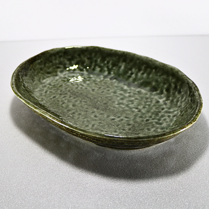 Minoyaki Oval Serving Plate (Green)