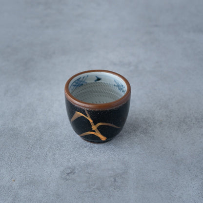 Tenmoku Kin-Ashi Sake Set – Hand-Painted Tokkuri &amp; Guinomi | MIWA Tableware