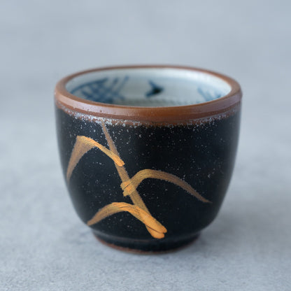 Tenmoku Kin-Ashi Sake Set – Hand-Painted Tokkuri &amp; Guinomi | MIWA Tableware