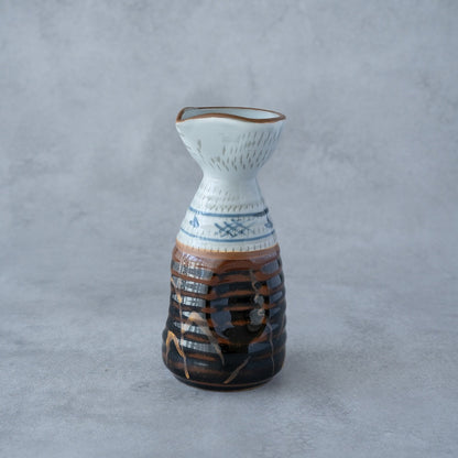 Tenmoku Kin-Ashi Sake Set – Hand-Painted Tokkuri &amp; Guinomi | MIWA Tableware