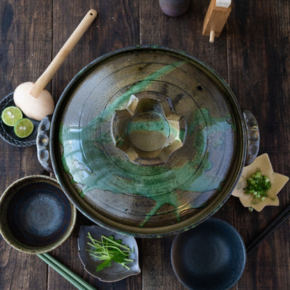 Nanban Donabe – Green-Glazed Clay Pot