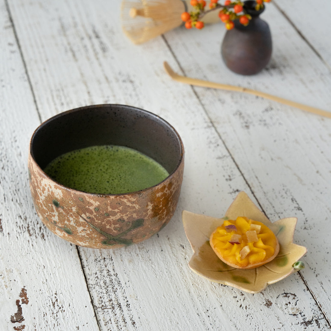Shino Oribe Matcha Bowl – Tataki Texture