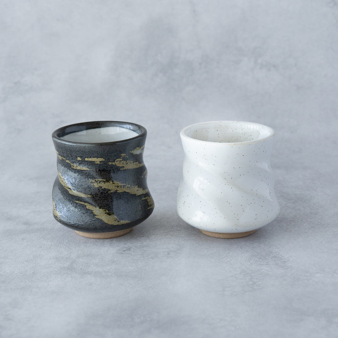 Kumo Yunomi Pair – Black & White Mino Ware | MIWA Tableware