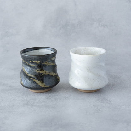 Kumo Yunomi Pair – Black &amp; White Mino Ware | MIWA Tableware