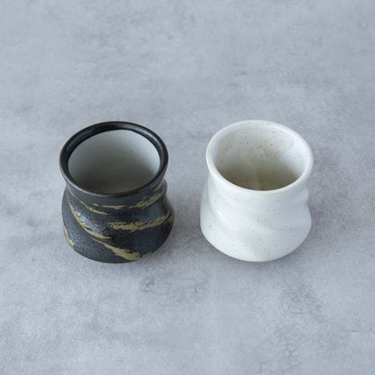 Kumo Yunomi Pair – Black &amp; White Mino Ware | MIWA Tableware