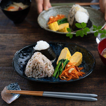 Minoyaki Oval Serving Plate (Navy)