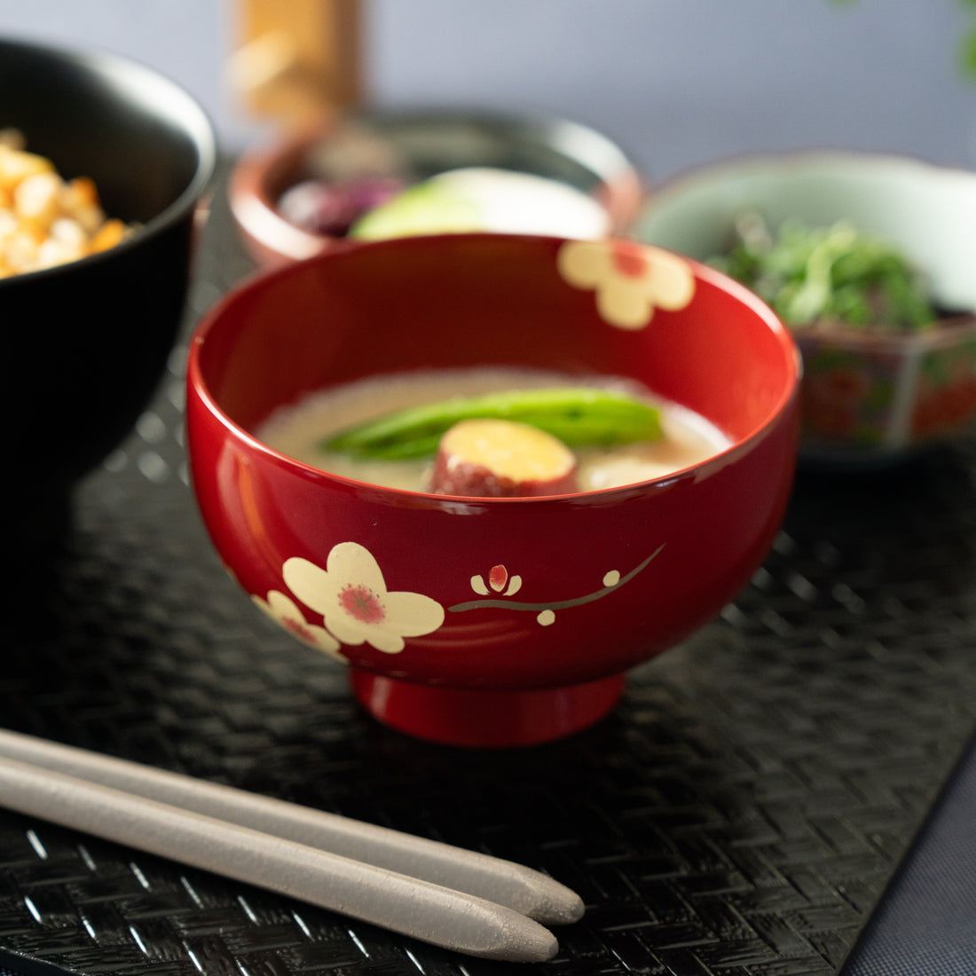 Set of 2 Urushi Ume Lacquer Bowls