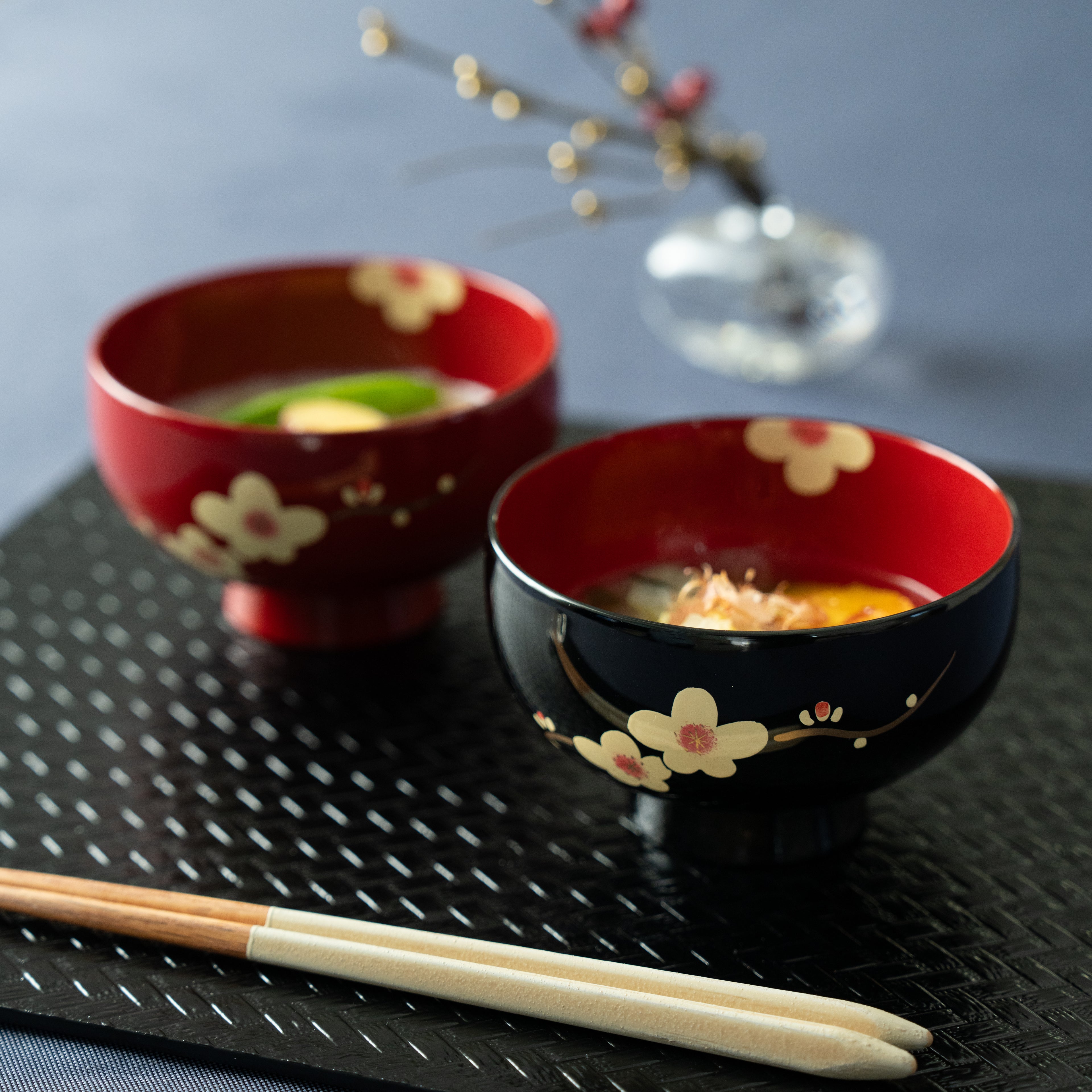 Set of 2 Urushi Ume Lacquer Bowls