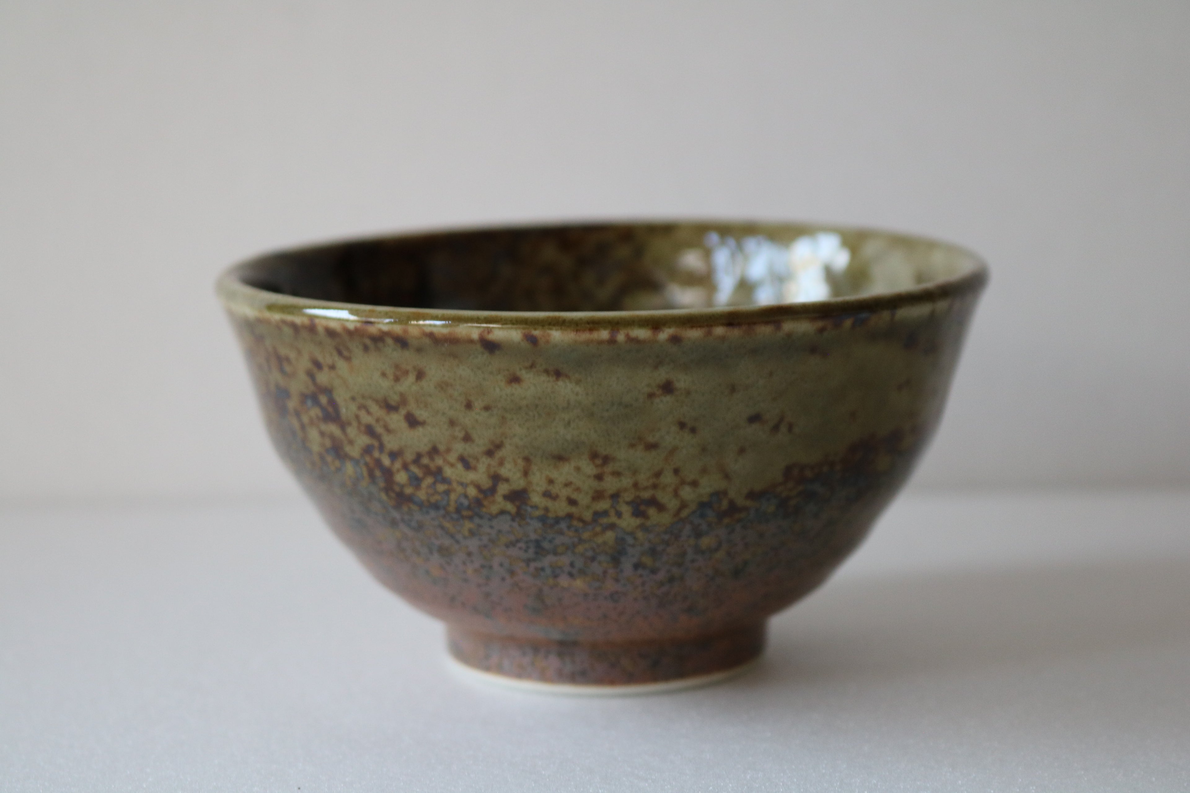 Minoyaki Rice Bowl (Dark Green / Brown)