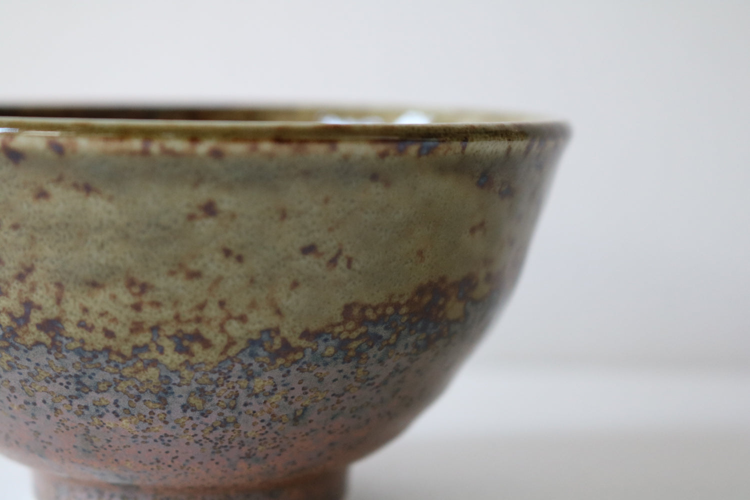 Minoyaki Rice Bowl (Dark Green / Brown)