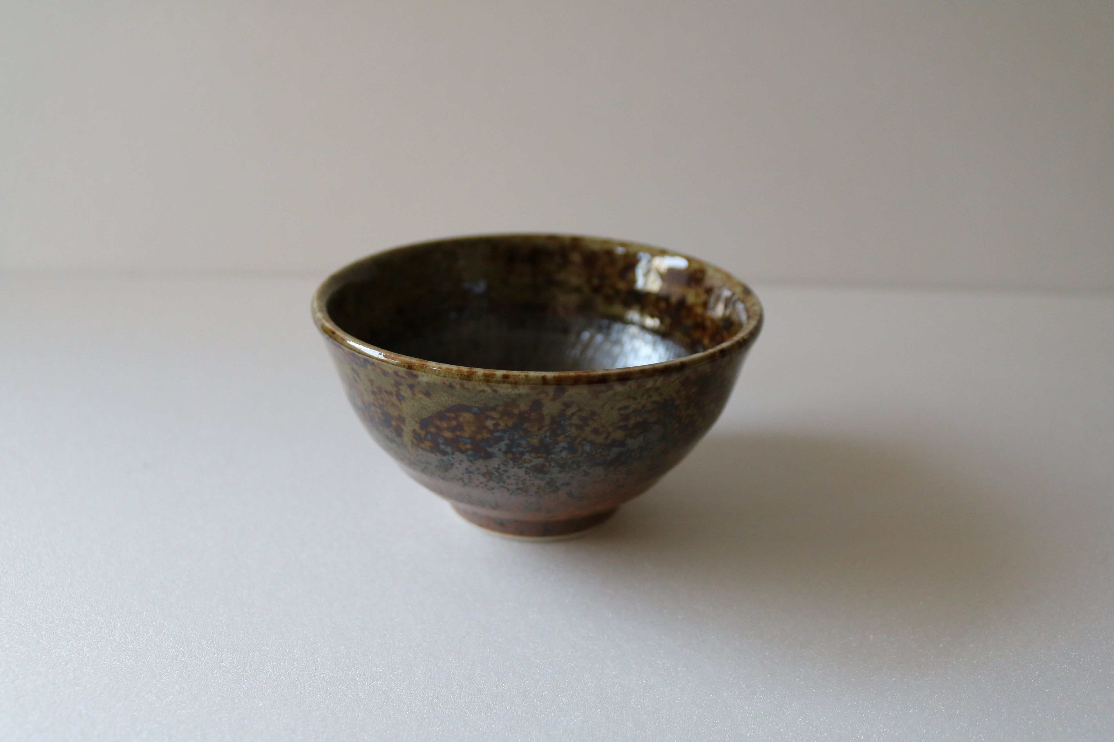 Minoyaki Rice Bowl (Dark Green / Brown)