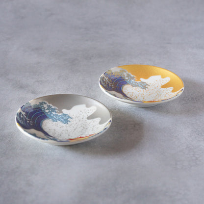 Hokusai’s Mt. Fuji &amp; Waves Mamezara Set - Iconic Japanese Art on Kutani Ware