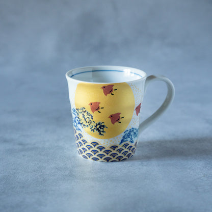 Sunrise Wave Pattern Mug - Gold